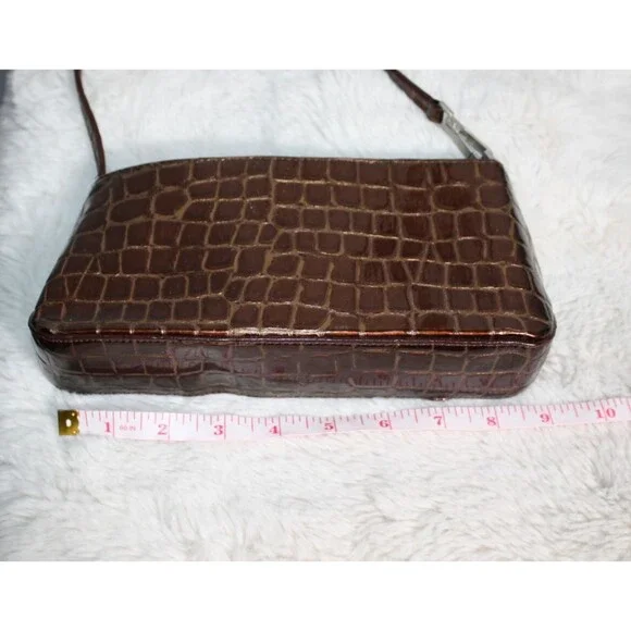 Kenneth Cole Reaction Brown/Copper Faux Alligator Print Clutch Shoulder purse - Picture 9 of 16